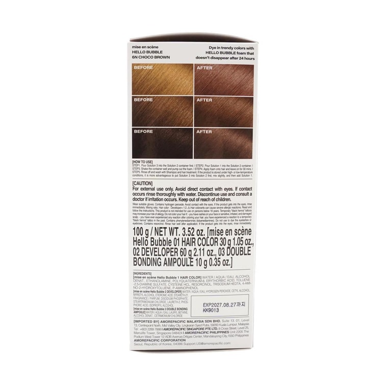 헬로 버블 헤어 염색약, 간편한 헤어 컬러링, 3.52oz. #6N 초코 브라운【에스파, 카리나】 4