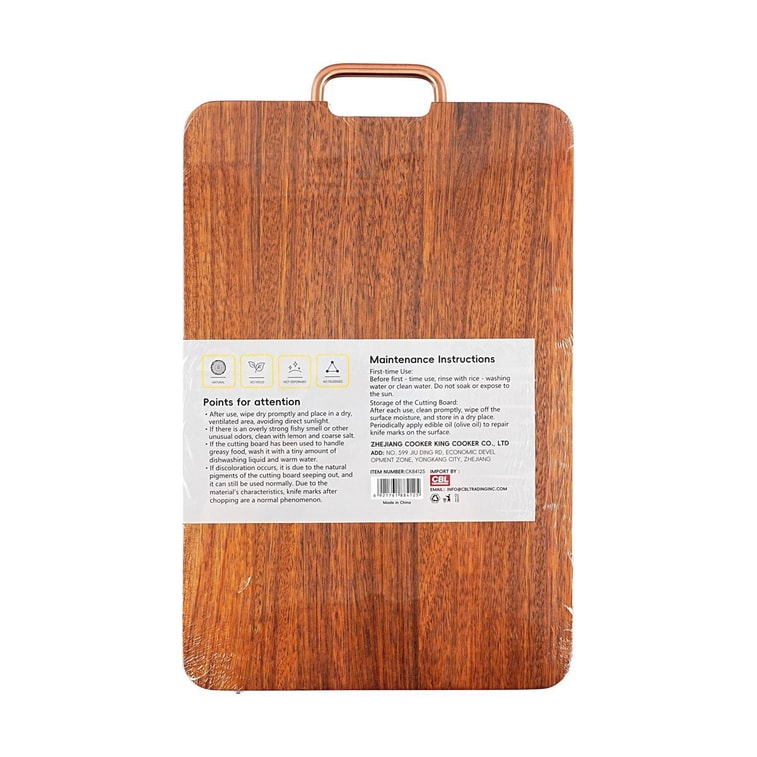 Planche à découper Cooker King Wangchu en bois de santal cristal noir, planche à hacher domestique, 17,7 × 11,8 × 1 pouce 4