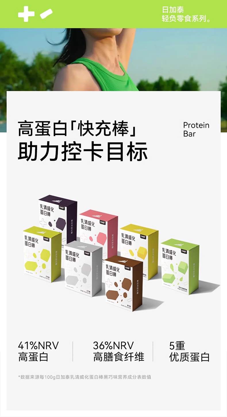 日加泰 【黑巧口味】乳清蛋白棒威化饼干代餐 9包/盒【浓香可可 热量不过百兼顾轻盈和健康 根根有料 口口满足】