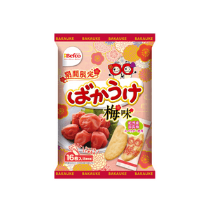 Kuriyama Kamen Bakauke Plum Flavor Rice Crackers 16 Pieces