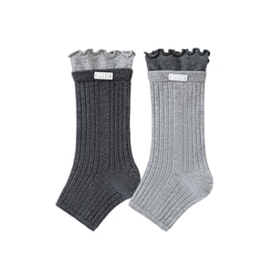 Half Drag Foot Socks Personalized Lace Layered Wear Trendy Foot Covers Dark Gray + Light Gray F 1 Piece