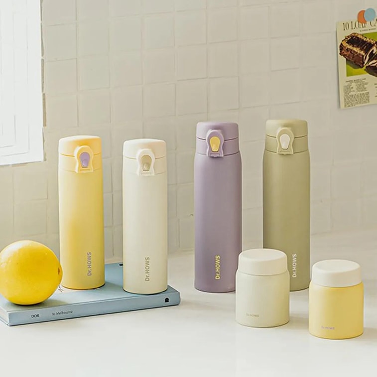 Atti One-Touch Thermal Bottle, 11.83 fl oz, #Beige, Vacuum Insulated Hot & Cold Lightweight 3