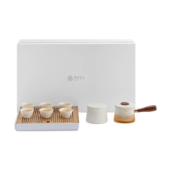 ガラス製ポータブルクイックティーカップとスクエアメラミントレイ、アウトドアトラベルセット