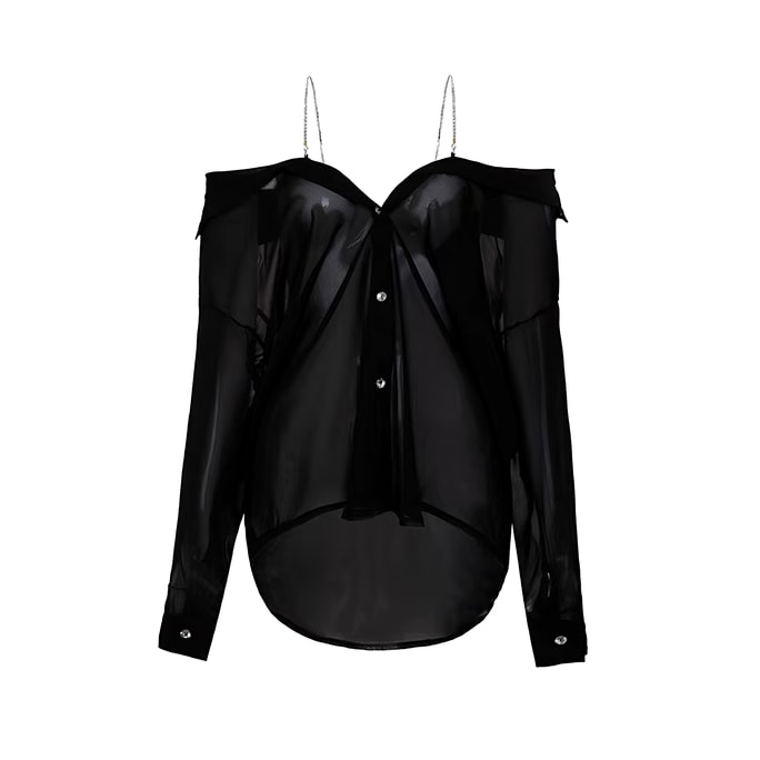 Sexy See-Through Oversized Boyfriend Shirt - One Size Black