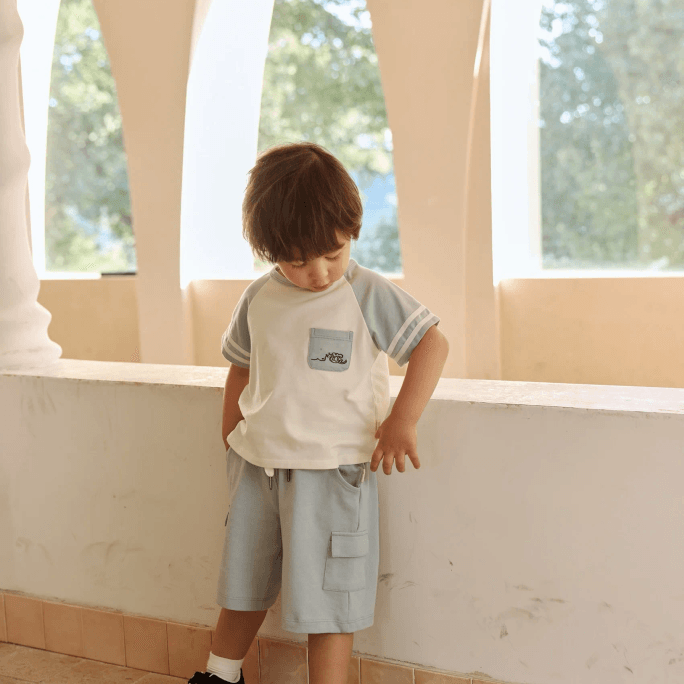  Norsuオーガニック幼児用Tシャツ - ウェーブ柄 5～6歳