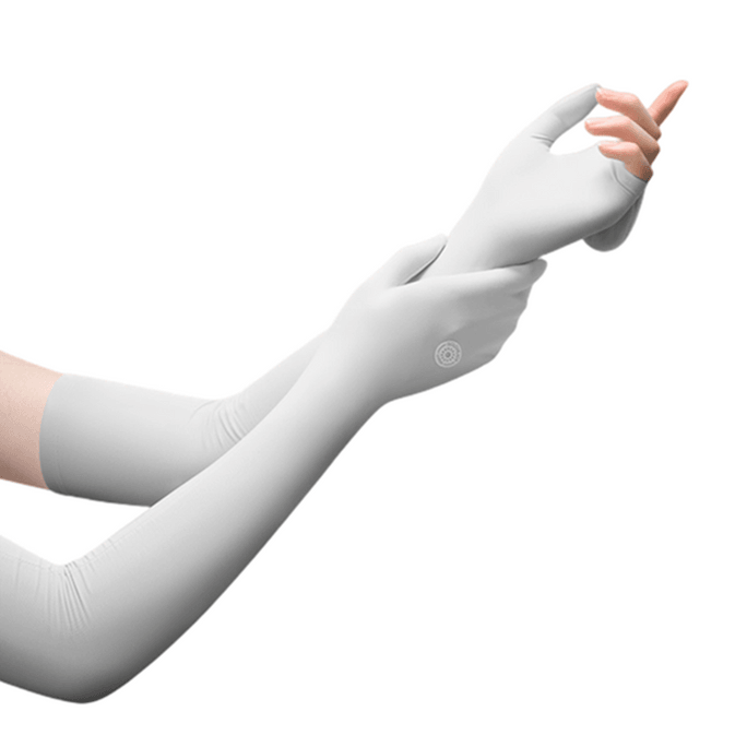 Outdoor Ice Sleeve Lengthened Hand Back Sunshade Gloves Grey