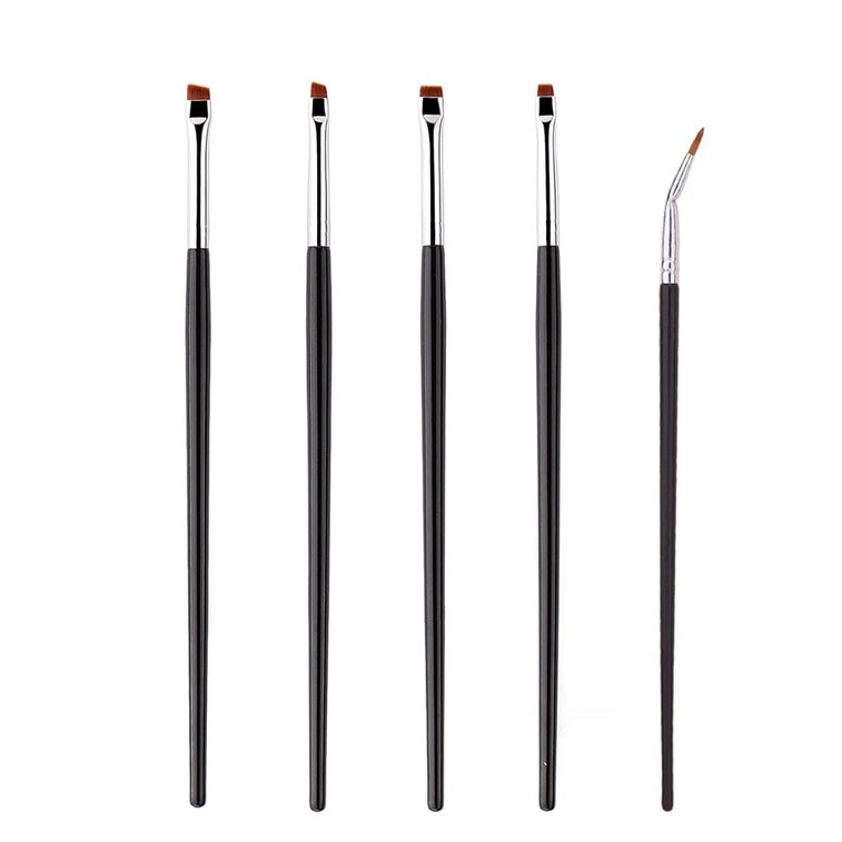 마리안 옵시디언 블랙 직각 아이라이너 및 아이브로우 디테일 브러시 [두꺼운 구리 튜브] 5종 세트 - 섬세한 눈 화장 연출용 9