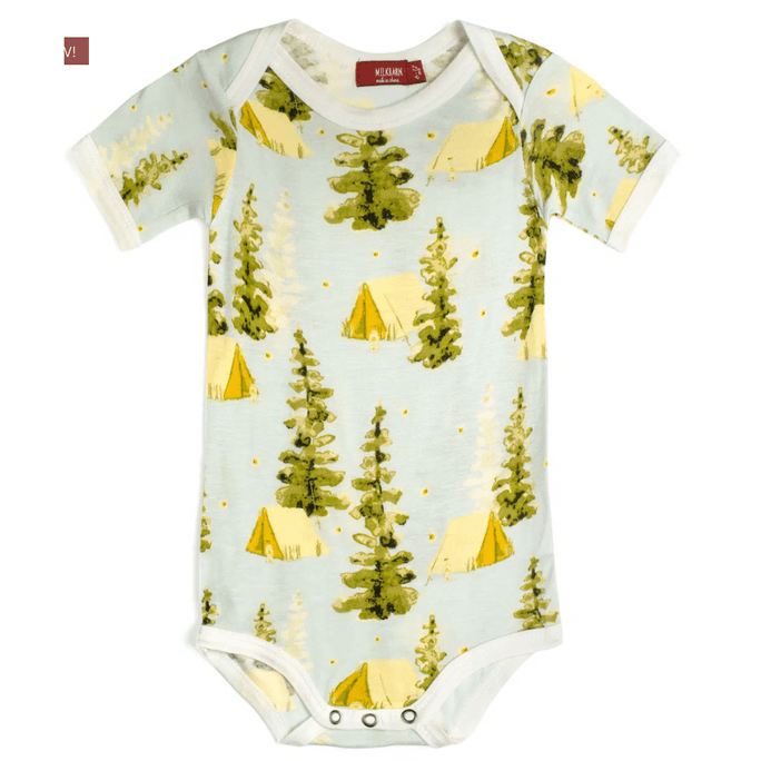 MOM LOVES ME ミルクバーン 31125 キャンプ柄 竹繊維 半袖ボディスーツ (12～18ヶ月)