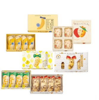 [일본 직통] 일본 사계절 기념품 1위 TOKYO BANANA 한정판 4가지 맛 세트 작은 박스 세트 총 16개