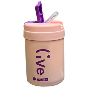 Stainless steel insulated cup cute mini straw cup student gift pink 420ml