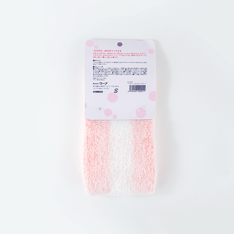 日本MARNA 洗澡搓澡沐浴巾 動物主題 粉紅兔子 5
