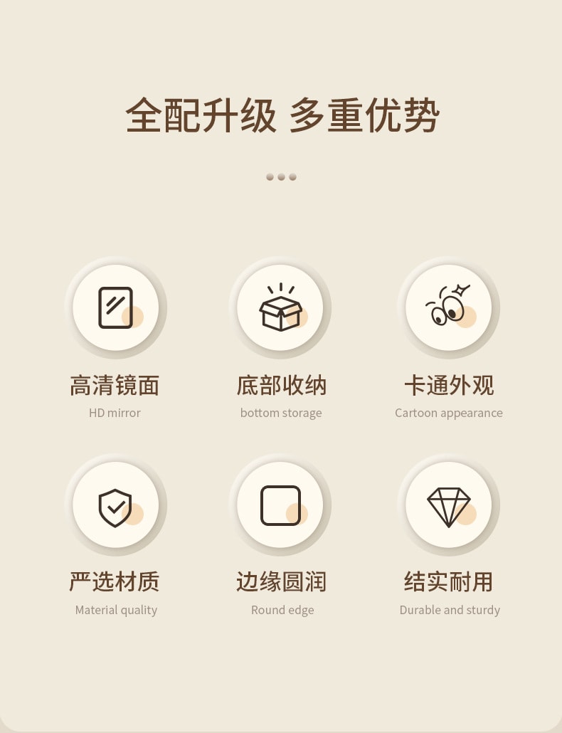 FaSoLa Life 可旋轉美妝鏡 紫色/件 梳妝台化妝鏡 高清化妝