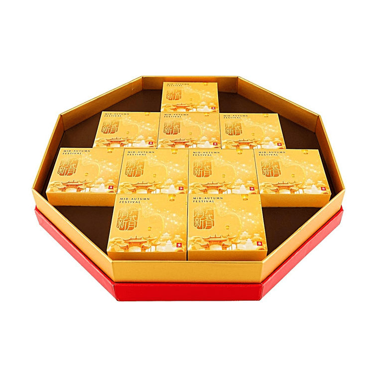 Cantonese Style Mooncake Gift Box 10 Pieces 17.64 oz【Yuzu Jasmine+Strawberry+Mixed Nuts+Tangerine Peel Bean+Lotus Seed+Mulberry】 6