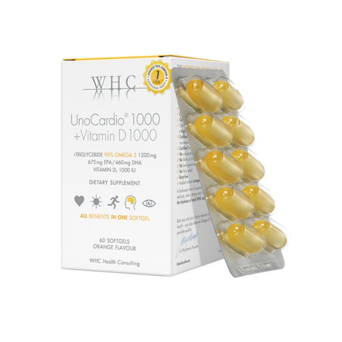 WHC UnoCardio X2 - 60 rTG Omega-3 Softgels
