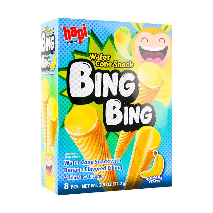 Bing Bing Crispy Ice Cream Cone Snack with Banana Filling 8pcs 71.2g