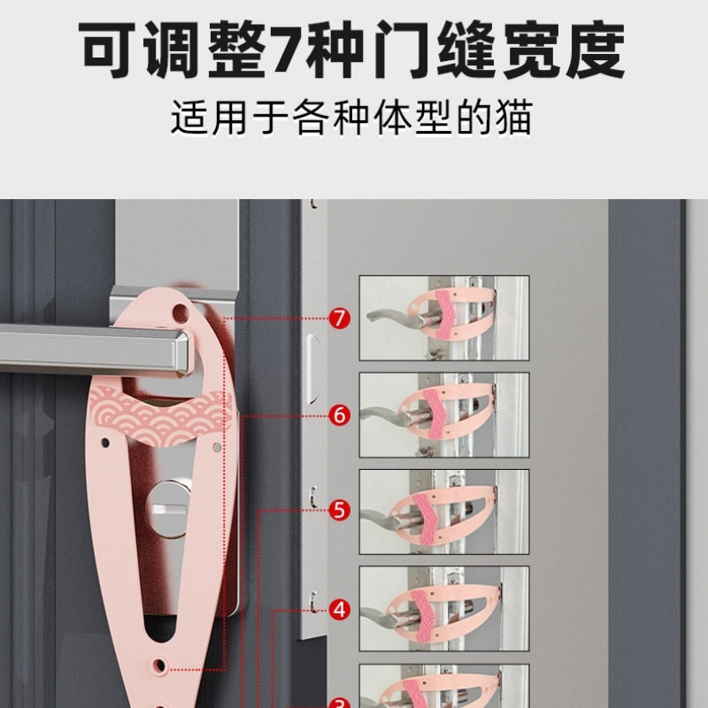 【中國直郵】 寵亮 貓門留門縫神器貓咪進出門洞自由進出防止狗狗進入的寵物彈性門鎖 粉紅色小魚 一個裝