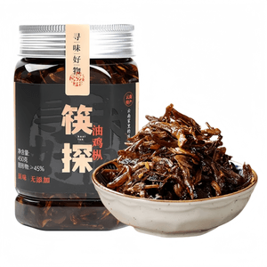 【中国直邮】 筷探 云南特产油鸡枞菌酱即食拌面油炸鸡纵菇干鸡棕菌菌菇酱（原味）450g*1瓶