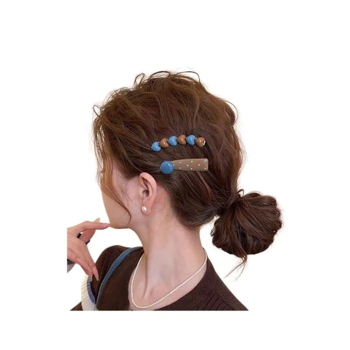  Sea salt milk coffee hair clip female heart edge clip forehead straight hair clip broken hair bangs clip headwear 1 pair