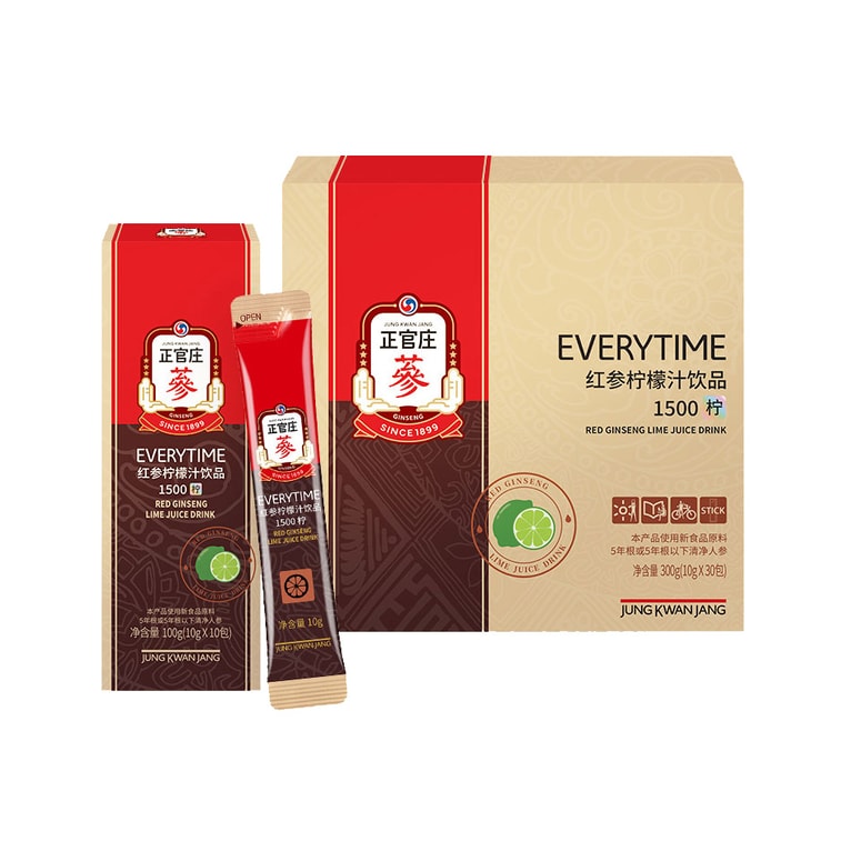 【中國直郵】 韓國 正官莊 紅參檸檬汁飲 300g(10g*30支) 15%紅參漿 人參紅參飲品濃縮液 檸檬風味 節日送禮禮盒【濃鬱果香 隨時 ...