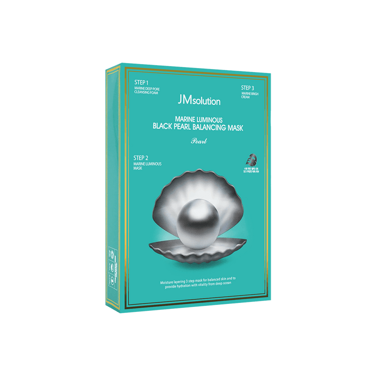 韓國JM SOLUTION肌司研 海洋水光珍珠三步曲 黑珍珠平衡面膜 清潔平衡 美白補水 煥亮祛黃 10片入 6