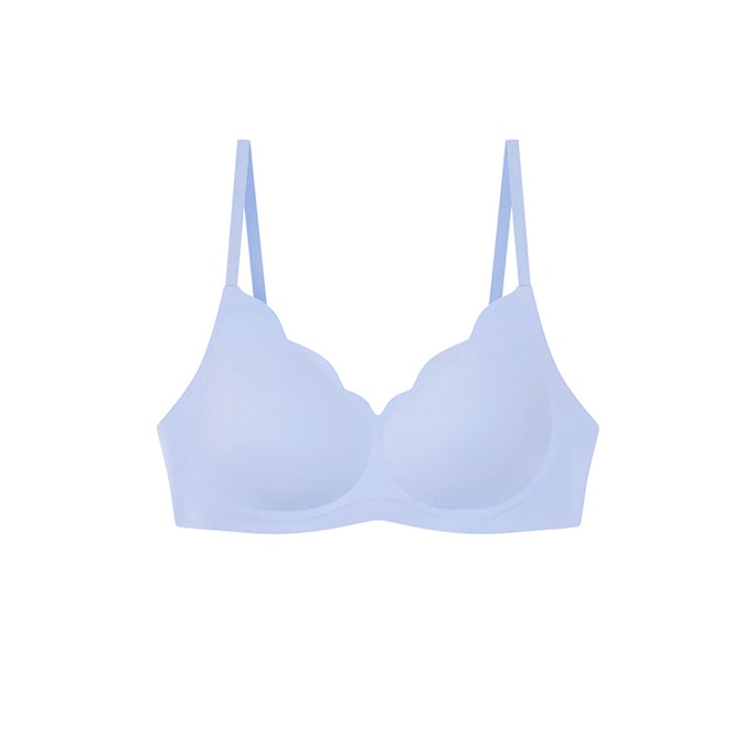 Ubras Soft Support Petal Cup Adjustable Shoulder Strap Back Hook Bra Milk Salt Blue M+