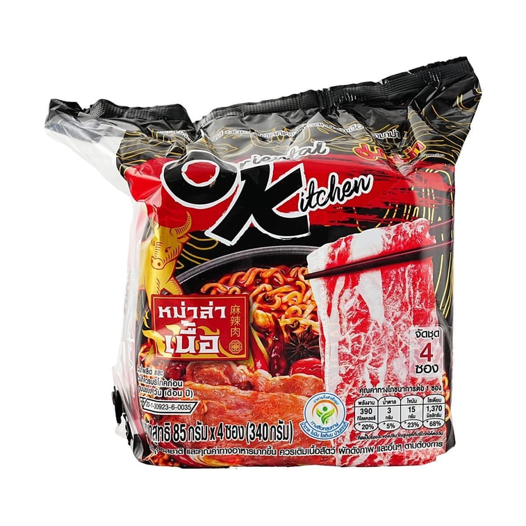 泰国MAMA妈妈 OK拌面炒面 麻辣牛肉味 方便面泡面 85g*4包 4
