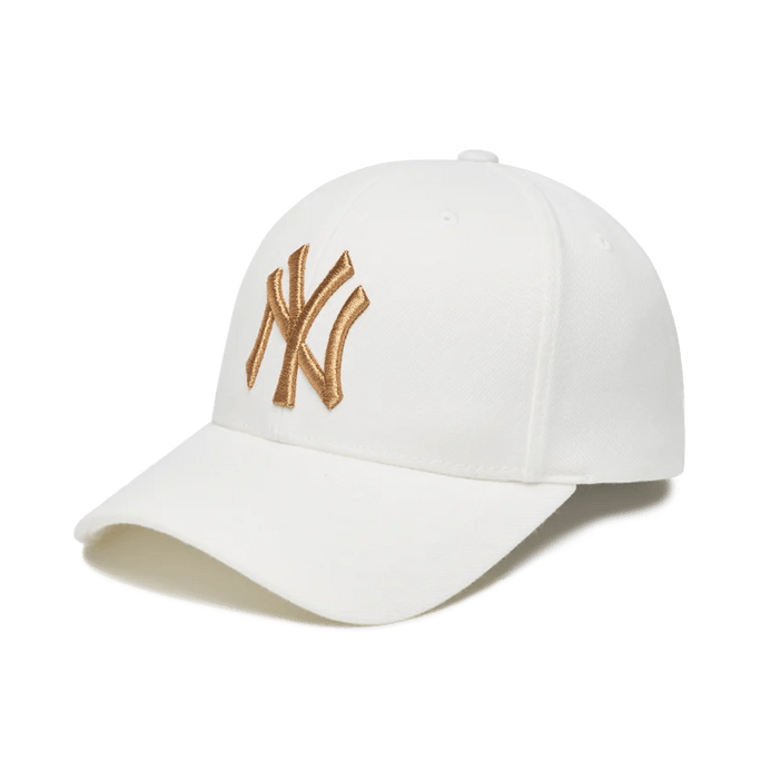 Unisex Metal Logo Curved Adjustable Cap NY Yankees White One Size