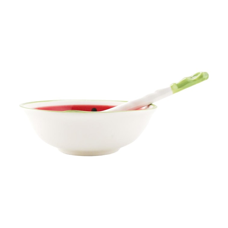 卡通陶瓷西瓜碗 配套湯匙 可愛餐具 4