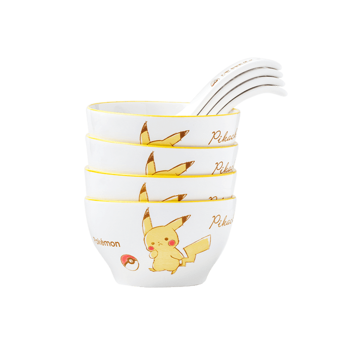  Pokémon Pikachu Bowl and Poon Dinnerware Set of 8
