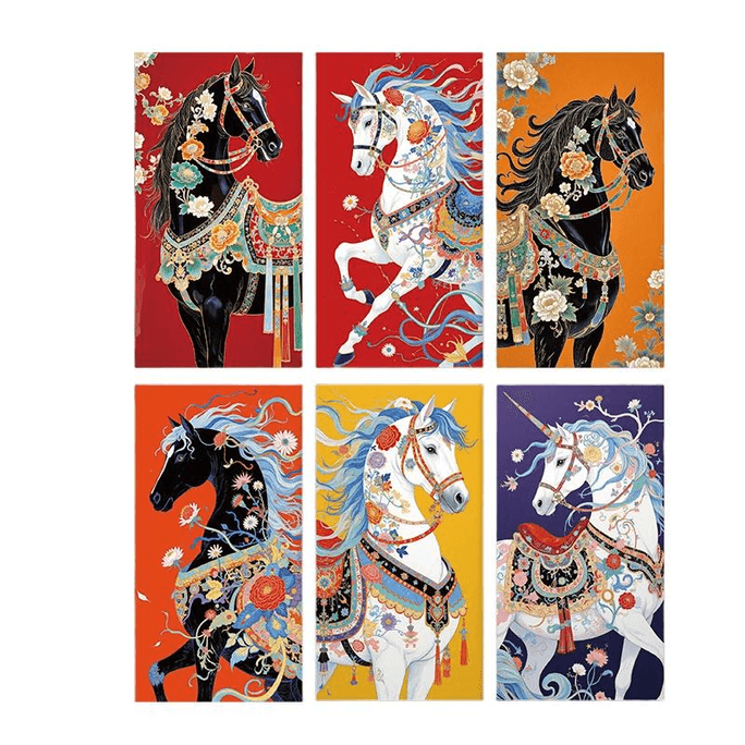 2026 New Year Of The Horse Red Envelope With High-End, Thickened,6 Mixed Packages, 168 * 88mm