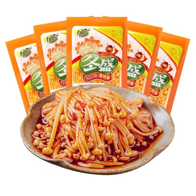 Dongji Spicy Enoki Mushroom Sichuan Flavor 15g*10bag Chili Oil Snack Crispy Instant Side Dish