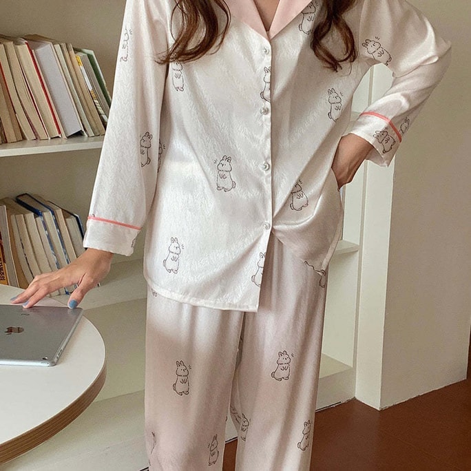 Ice Silk Cute Bunny Pajama Set Bunny M Size
