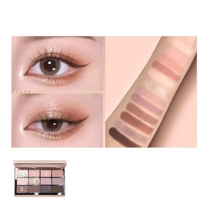 Fantasy 12 Color Eye Shadow Disc Flash Powder Eye Shadow Integrated Disc I123 Fantasy Pink Purple 18g*1 Box