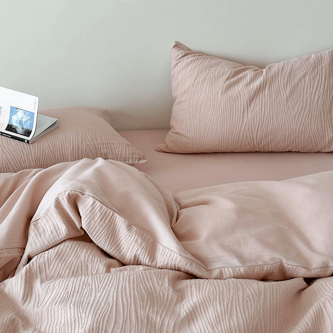 Timber Weave Bedding Set King Size Blush