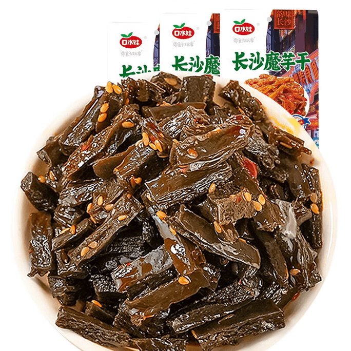 【中国直邮】 口水娃 长沙魔芋干麻酱味 湖南长沙特产 麻辣素毛肚 休闲零食55g*3包