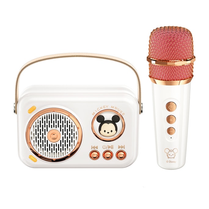【中國直郵】迪士尼 草莓熊兒童麥克風麥克風音箱一體機玩具唱歌機卡拉ok女孩禮物 米奇