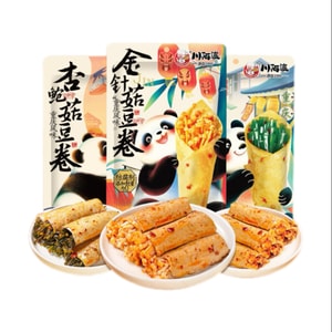 川阿婆 萌宠熊猫款手握卷 鲜嫩q弹 三款组合 海带杏鲍菇 香辣解馋零食 118g*3袋- 3款口味 1份