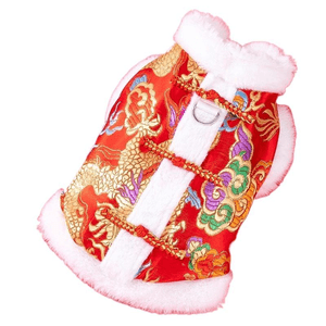 [중국 직배송] 화위안 애완용품 새해 용털옷 (붉은색), 사이즈 XS, 1-2파운드, 1개