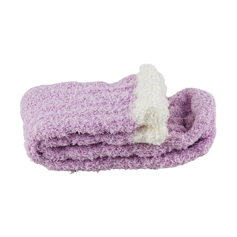 毛絨絨襪 彩色麻花珊瑚絨 紫色 4