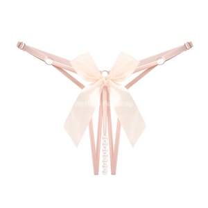 Bella’s Fantasy Sexy Crotchless Lace Pearl Massage Lingerie Lace Panty Pink One Size M