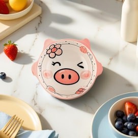 Cartoon ceramic sauce dish children's food bowl piglet 12.5 * 11 * 4CM/150ML
