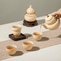 Gourd Tea Set Fortune Blessing 1 Teapot 1 Master Cup 3 Cups 1 Incense Burner 1 Set