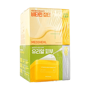 韩国MEDIHEAL美迪惠尔 维他命焕亮棉片100片+软膜面膜套装【美白提亮 棉片+面膜双重护理】