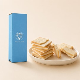 Vanilla & Mascarpone Cookies Cheese Cookies Gift Box, 9 Pieces [Crispy Langue De Chat with Creamy Cheese Filling]