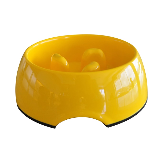 Anti-Gulping Dog Bowl Slow Feeder Interactive Bloat Stop Pet Bowl For Fast Eaters Yellow