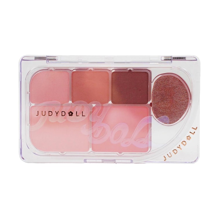 JUDYDOLL橘朵 水靈六色眼影盤 精巧六色眼影盤 珠光提亮閃片+霧面 腮紅高光臥蠶氛圍綜合盤 8g #01 氧感蜜桃盤 暖調蜜桃粉 清甜嫩妹感 3