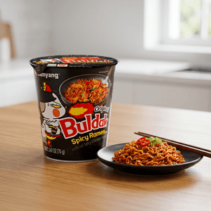 Korean Original Buldak Spicy Ramen Cup - Artificial Spicy Chicken Flavor Instant Noodles, 2.47 oz