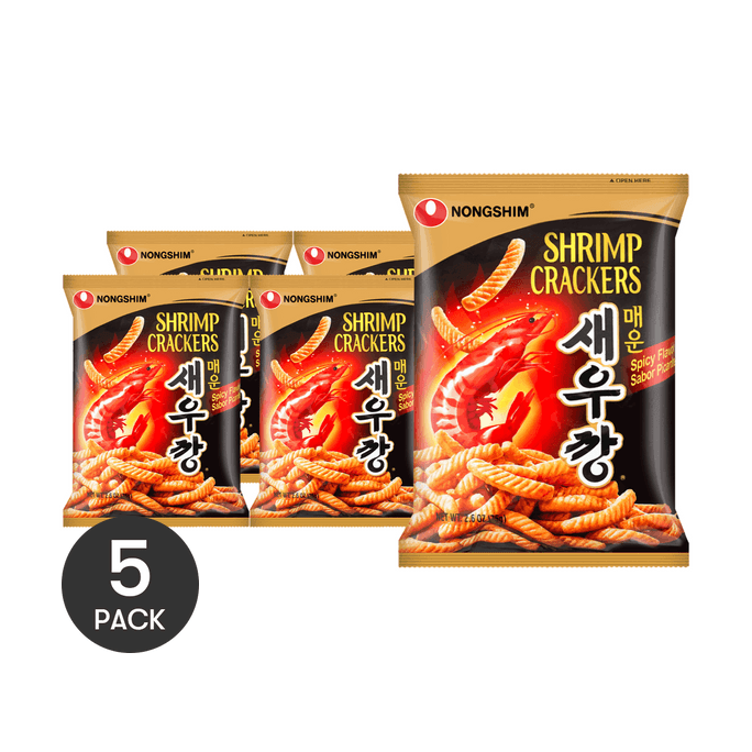 韩国NONGSHIM农心 香脆鲜虾条  经典辣味 75g  *5【5份超值装】【 Blackpink Jennie同款】【宝藏零食】