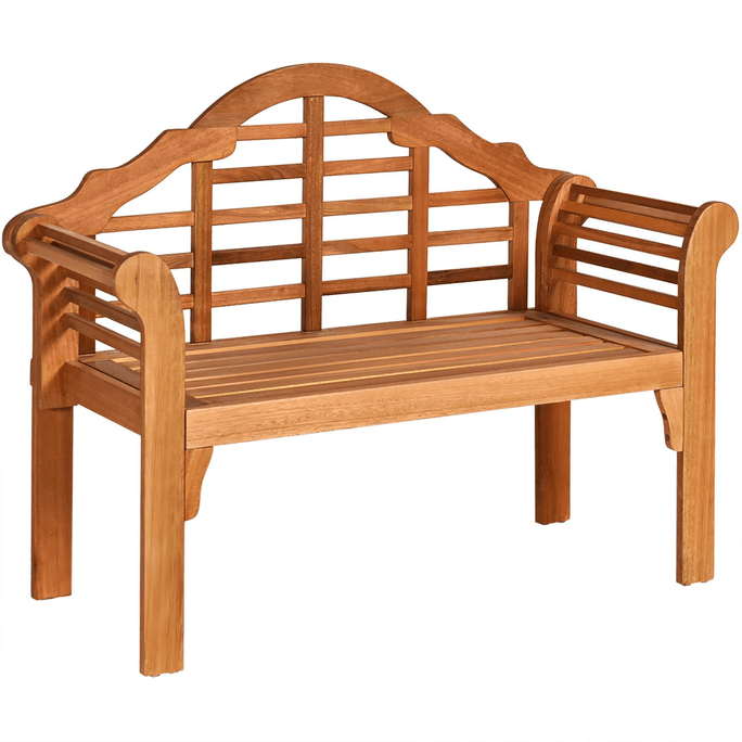 49 Eucalyptus Wood Outdoor Folding Bench With Backrest Armrest For Patio Garden
