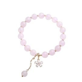 New Country Style Natural Pink Quartz Bracelet #Plum Bossom